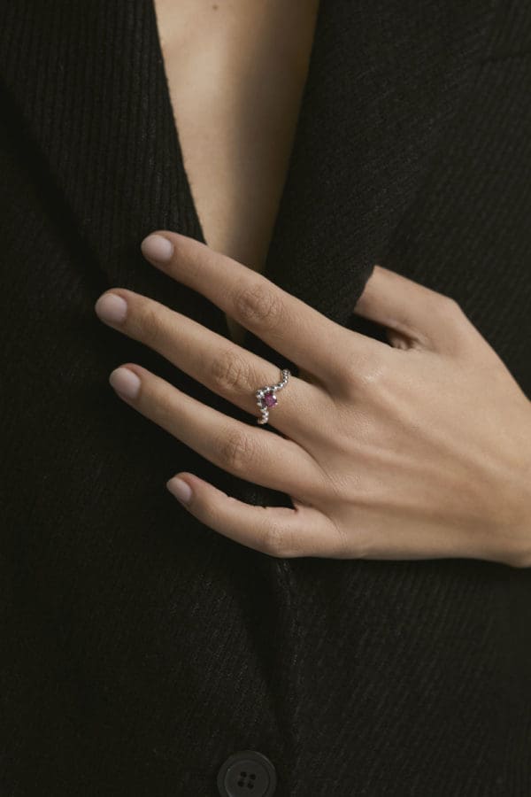 Bague Fidji Or Blanc Grenat Rhodolite - Image 2