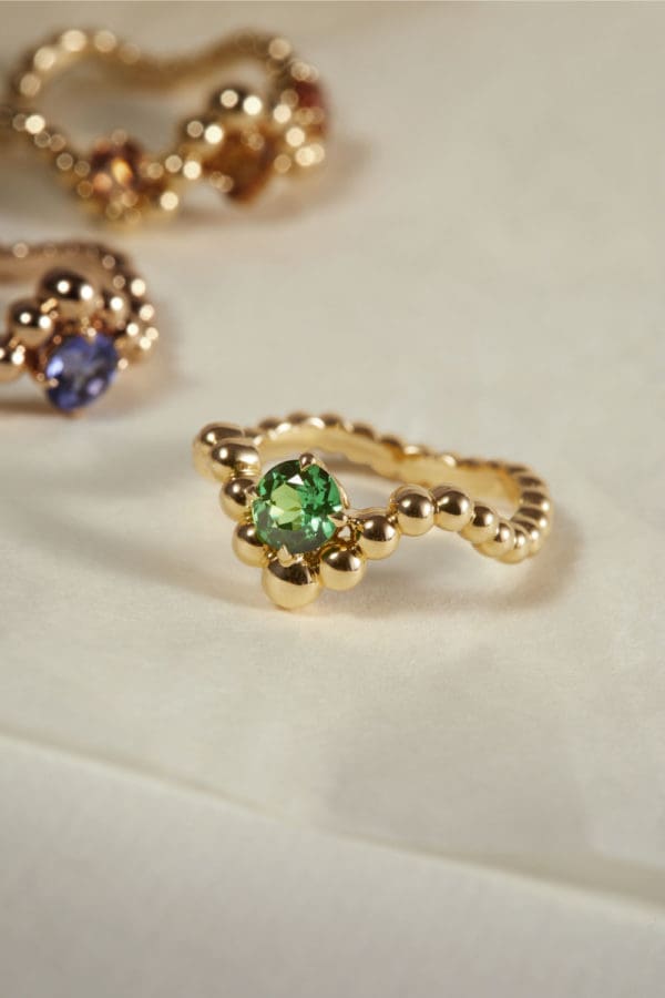 Bague Fidji Or Jaune Grenat Tsavorite - Image 2