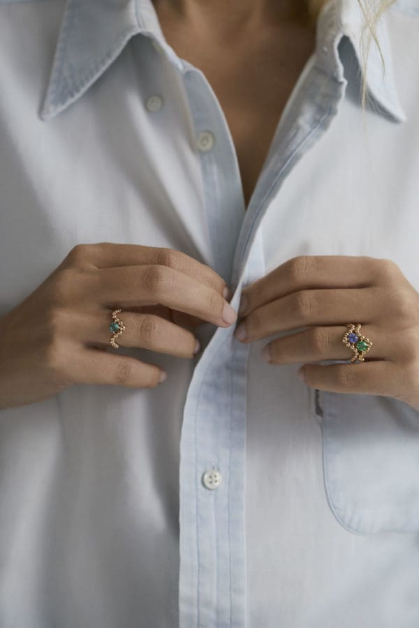 Bague Fidji Or Jaune Tourmaline Lagon - Image 4