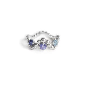 Bague Fidji Trio Or Blanc Colorama Bleu