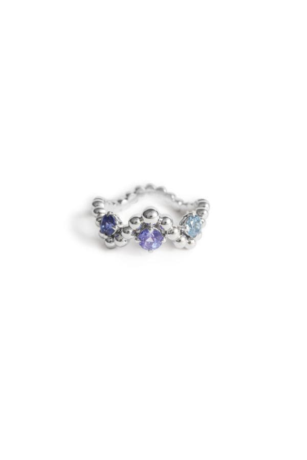 Bague Fidji Trio Or Blanc Colorama Bleu
