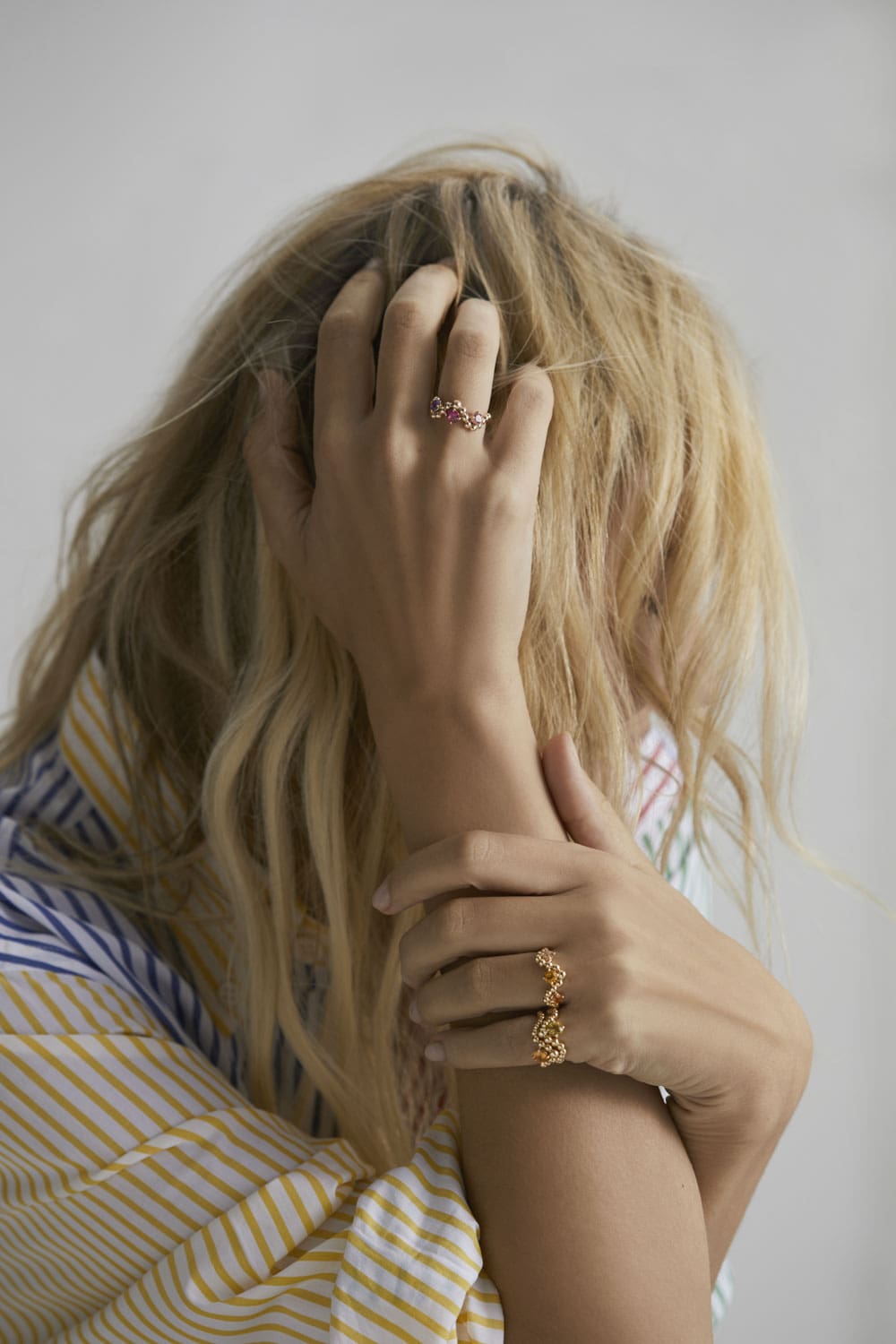 Bague Fidji Trio Or Jaune Colorama Vert – Image 6