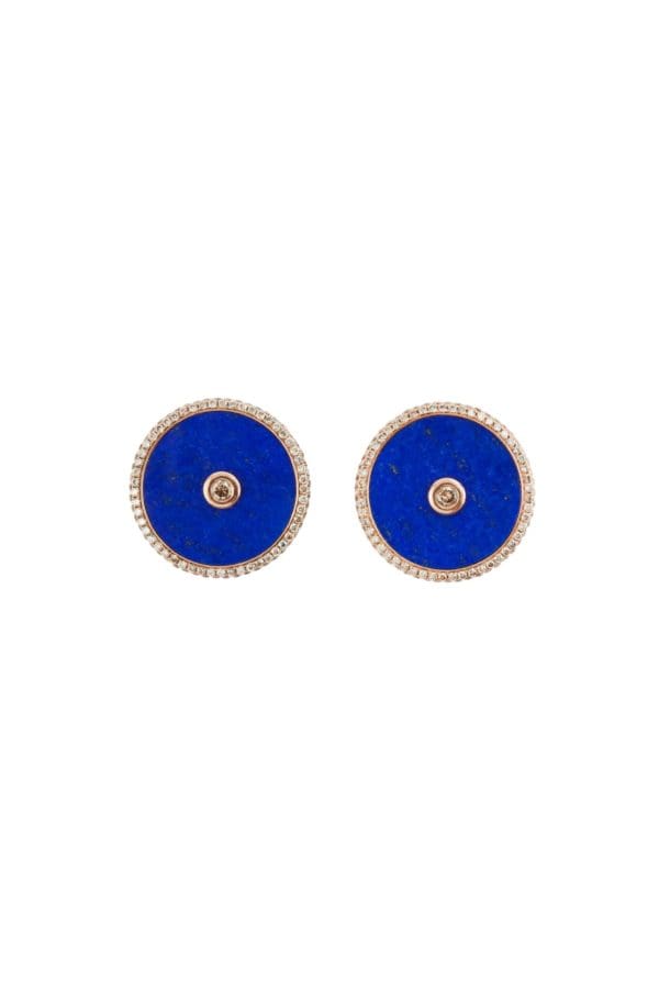 Boucle d'oreille Opotiki Or Rose Lapis Lazuli