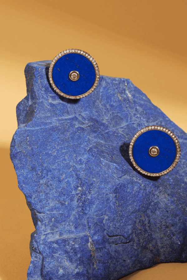 Boucle d'oreille Opotiki Or Rose Lapis Lazuli - Image 2