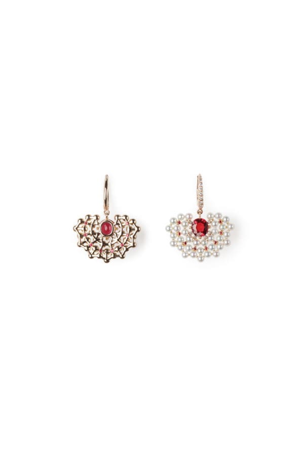 Boucle d'oreille Toba Or Rose Spinelle Rouge