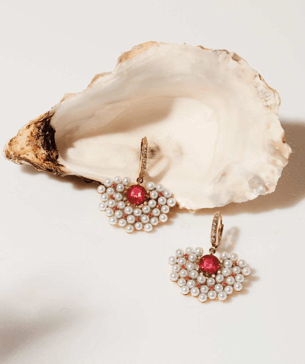 Boucle d'oreille Toba Or Rose Spinelle Rouge - Image 2