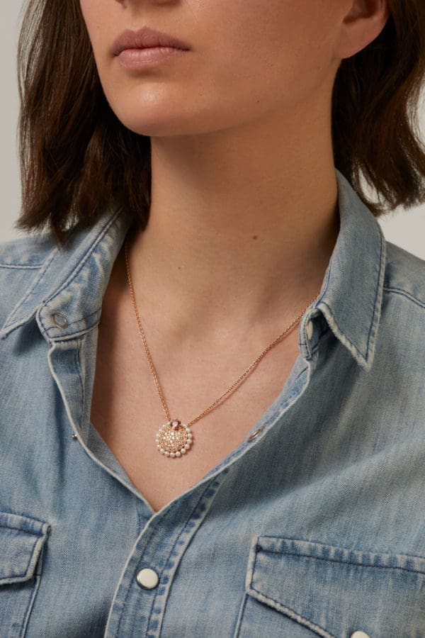 Collier Padma Or Rose Grenat Malaya - Image 2