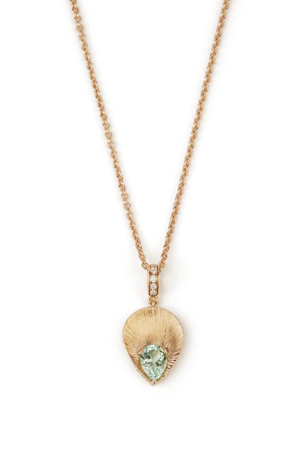 Collier Alba Or Rose Grenat Beryl Vert