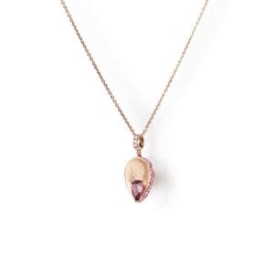 Collier Alba Or Rose Grenat rhodolite