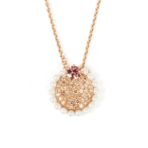 Collier Padma Or Rose Grenat Malaya