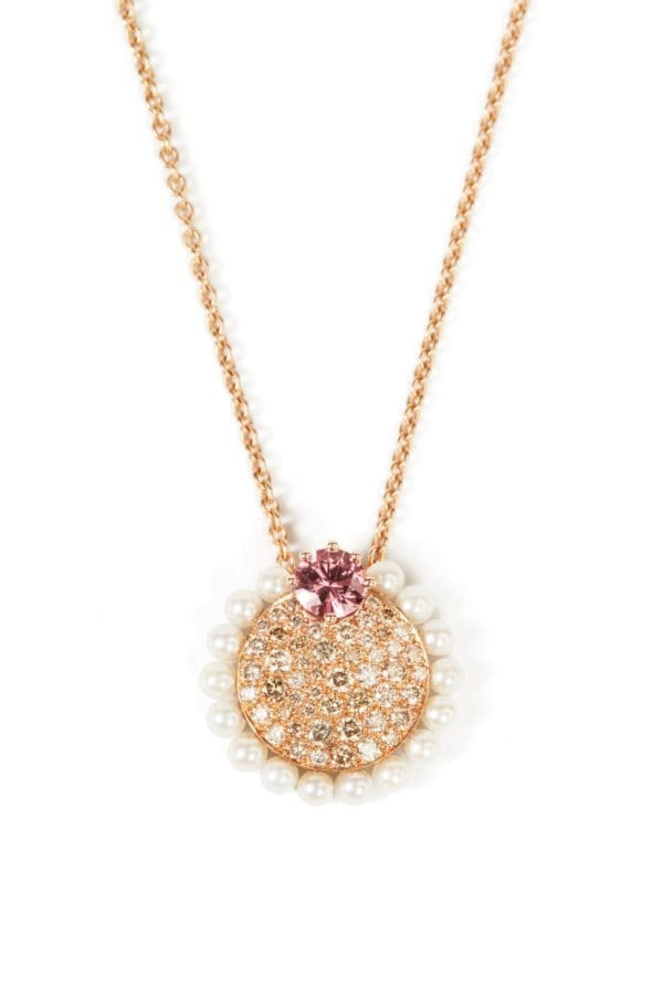 Collier Padma Or Rose Grenat Malaya