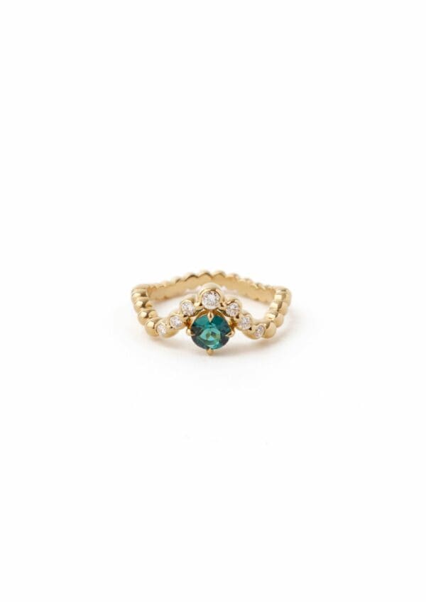 Bague Fidji Or Jaune Tourmaline Indigolite et Diamants