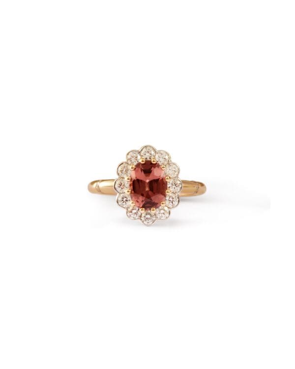 Bague sur-mesure Or Rose Spinelle orangé & Diamants