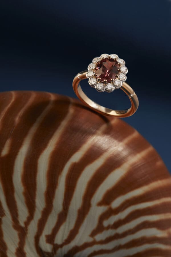 Bague sur-mesure Or Rose Spinelle orangé & Diamants – Image 2