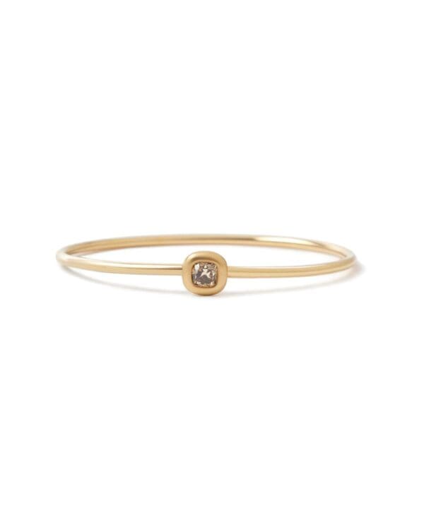 Jonc Praslin or jaune et diamant brun