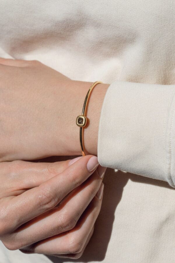 Jonc Praslin or jaune et diamant brun – Image 3